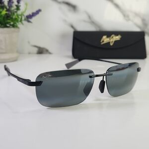 Maui Jim Sunglasses. Lanak Rimless Sunglasses with Gray Lenses and Black Temples